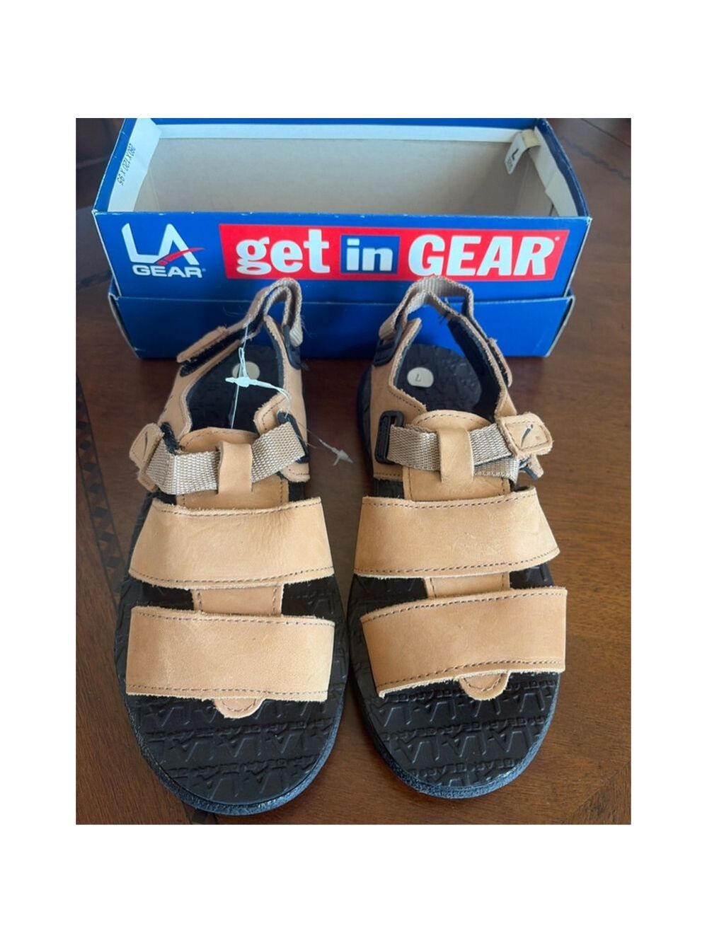 Women's LA Gear Tan & Black Sandals Size 7